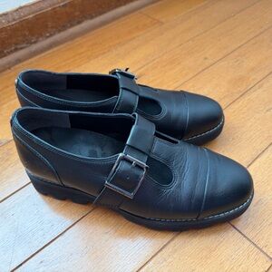 Vionic T Strap Black Leather Mary Janes Women’s Comfort Shoes size 4.5 EU 35